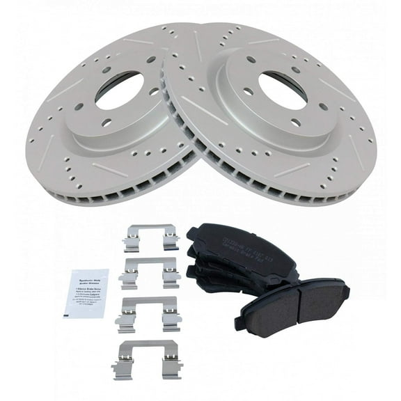 TRQ Front Performance Brake Pad & Rotor Kit Brake Pads Brake Rotors Set Ceramic Premium G-Coated Fits Select 2008-2013 Nissan Rogue 2014-2015 Rogue Select 2007-2008 Sentra