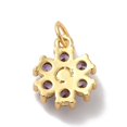 thumbnail image 4 of Rack Plating Brass Micro Pave Cubic Zirconia Charms with Pearl Cadmium Free & Lead Free Real 18K Gold Plated Flower Medium Purple 12.5x10.5x4mm Hole: 3.6mm, 4 of 4