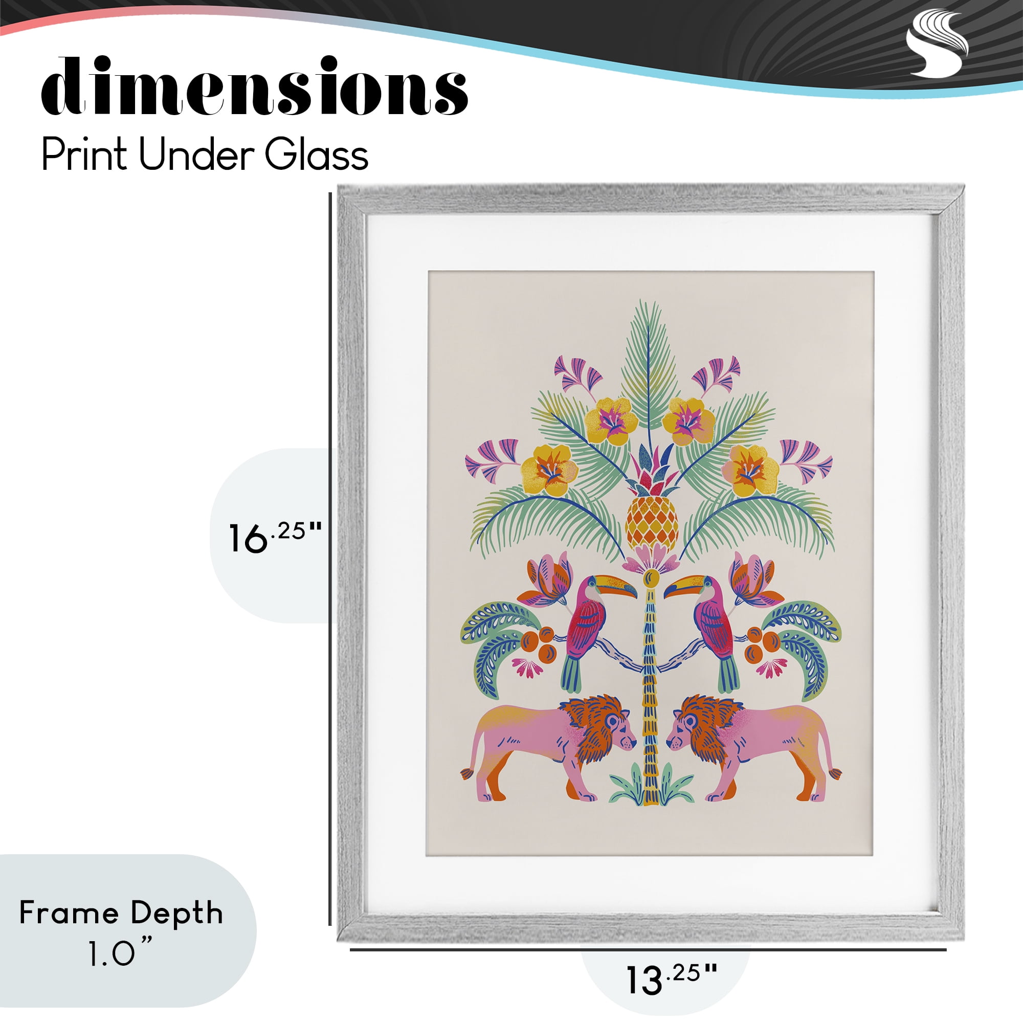 Stupell Industries King of Jungle Symmetry Gray Framed Print Under Glass, design by Riley Hutchens