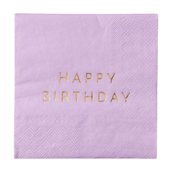 Le Lilac Signature Happy Birthday Cocktail Napkins - 20ct