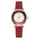thumbnail image 1 of Reloj de cuarzo con banda de cuero de PU, marco de oro rosa con reloj de pulsera femenino con diamantes de imitación (rojo), 1 of 4