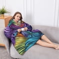 thumbnail image 5 of Oversized Wearable Blanket Hoodie,Colorful Leaf Pattern Sherpa Blanket Hoodie with Super Pockets,Super Warm Fuzzy Pullover for Women & Men, 5 of 6