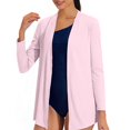 thumbnail image 4 of Sevevn Cardigan Sweaters for Women Women's Solid UPF 50+ Cardigan Sun Shirts Long Sleeve Sun Wrap With Pockets Ice Silk Sunscreen Jacket Savings Up to 30% Off Pink XXL, 4 of 6