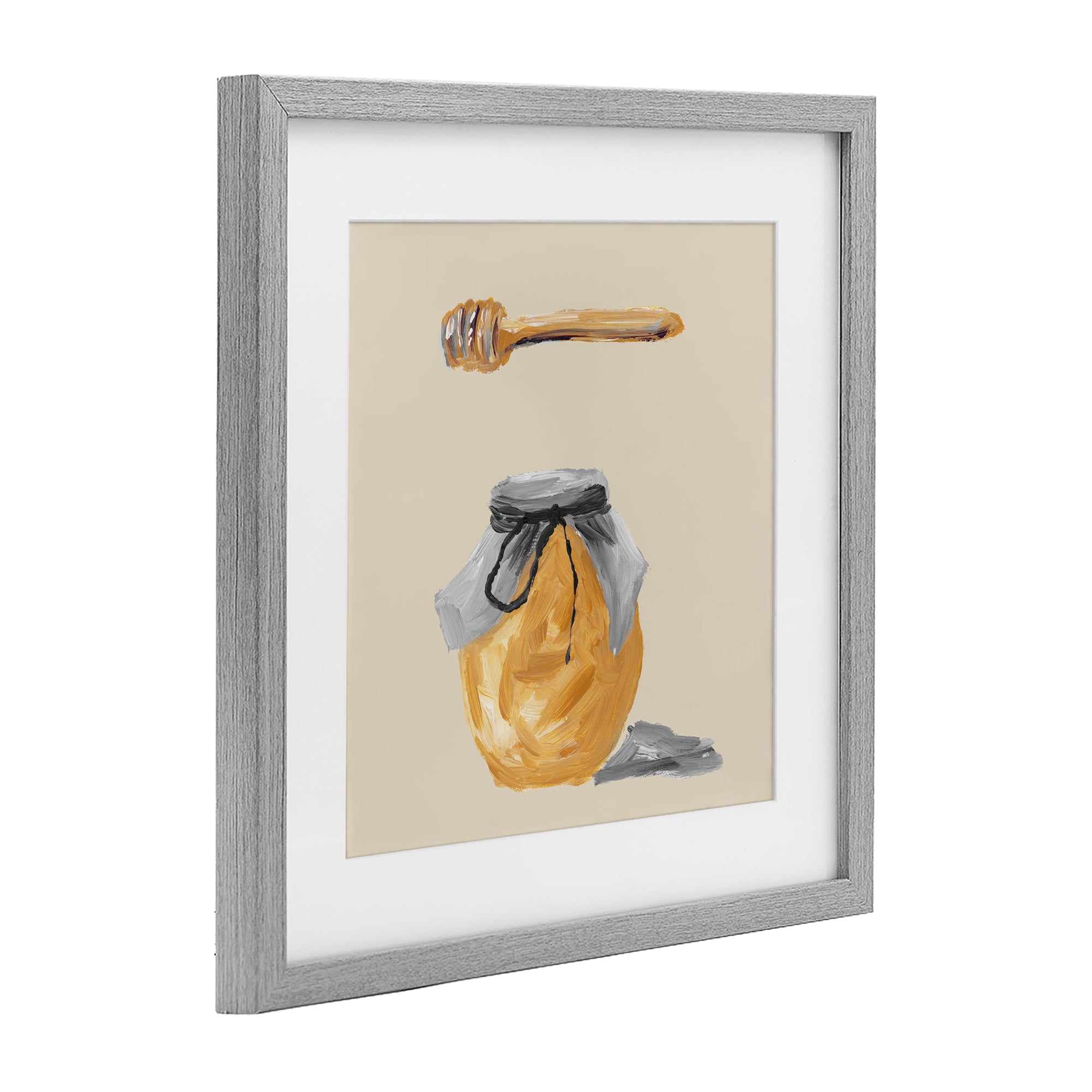 Stupell Industries Honey Jar over Tan Gray Framed Print Under Glass, design by Lucille Price