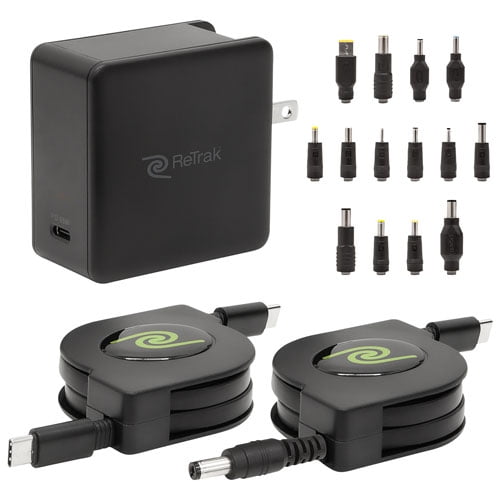 Retrak Chargeur Universel Rétractable pour Ordinateur Portable 65 W (ETCHGNBC65U)