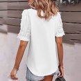 thumbnail image 3 of Women's Summer Chiffon Tops Shirts V Neck Dressy Casual Comfy T Shirts Short Sleeve Solid Tunic Blouses Pullover, 3 of 6