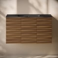 thumbnail image 6 of Cascade 36" Wall-Mounted Bathroom Vanity in Brown Oak with Black Sink Top, 6 of 6