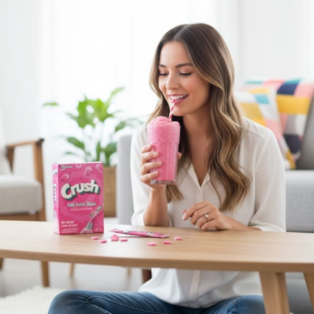 Crush Pink Swirl Slush On-The-Go Drink Mix (2 Pack) + Bonus Customized Emergency Whistle – Zero Sugar Powder Sticks with Colors from Natural Sources