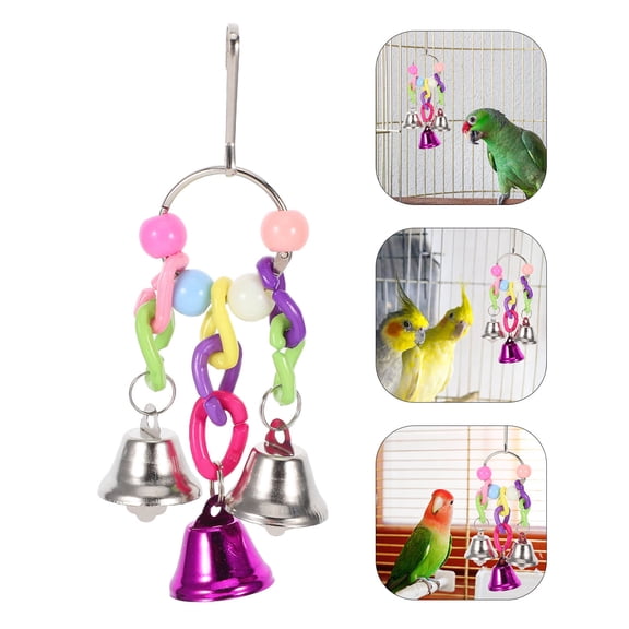 LEORX Parrot Bell Toy Hanging Chain Shape Metal Simple Design for Bird Plaything 1 Pcs