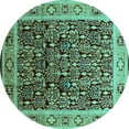 thumbnail image 1 of Ahgly Company Indoor Round Oriental Turquoise Blue Industrial Area Rugs, 3' Round, 1 of 4