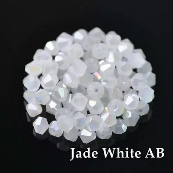 EOEMY 3mm 4mm 6mm 8mm Bicone Faceted Crystal Glass Loose Crafts Beads Jewelry Making-#206 Jade White Ab-8mm (30Pcs)