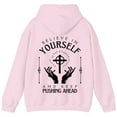 thumbnail image 3 of Hoodie ''Believe in Yourself & Move Forward'' with Cross and Hand Print - Christian Motivational Sweatshirt., 3 of 6