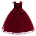 thumbnail image 5 of Flower Girl Dress for Wedding Pearls Tulle Dress Kids Princess Communion Pageant Ankle Length Dresses with Bow-Knot, 5 of 6
