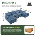 thumbnail image 4 of Villeston Modern U-Shape Sectional Sofa , 4 Seat Lounge Sleeper with Double Chaise for Living Room,Navy, 4 of 8