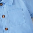 thumbnail image 4 of GYRATEDREAM Toddler Baby Boy Short Sleeve Button Down T-Shirt Tops & Casual Shorts Set Summer Outfits, 9-12 Months, 4 of 6