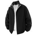 thumbnail image 1 of Veste d'Extérieur à Manches Longues à Col Montant à Carreaux Unis pour Hommes, Réversible pour Extérieur et Décontracté, 1 of 8