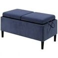 thumbnail image 2 of Convenience Concepts Designs4Comfort Pouf de Rangement avec Plateaux en Tissu Bleu, 2 of 4