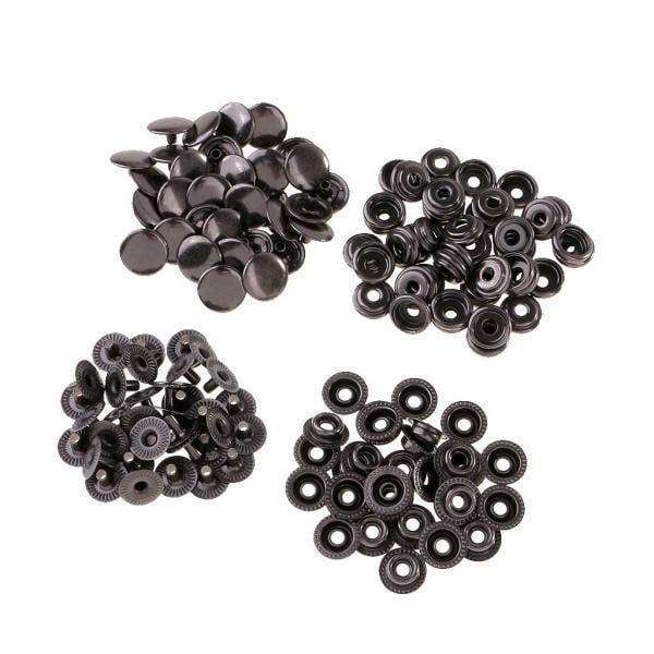2x30 Juegos De Botones A Presión De Metal, Botones A Presión, Cierres Automáticos, 12,5 Mm, Gris Y Negro Sunnimix Botones a presión