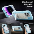thumbnail image 3 of K-Lion for iPhone 14 Pro Max 2022 6.7 inch Rugged Hybrid Case, Strong Magnetic Wireless Charging Compatible with MagSafe Three-Layer Protection Hidden Kickstand Shockproof Case,Skyblue, 3 of 5