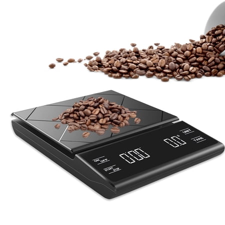 Digital Kitchen Scale and Coffee Weight with Timer LED Display Portable Food Scale Grams and Ounces for Baking and Cooking (7.09 x 5.0 x 1.06 inches / 18.0 x 12.7 x 2.7 cm)