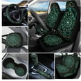 thumbnail image 7 of Garronmavis Green Mandara Car Seat Cushion 11 Pieces of Set with Car Cup Coaster/Cars Headrest Cover/Steering Wheel Cover/Handbrake & Gear Shift Knob Cover Automobile Decorative, 7 of 7