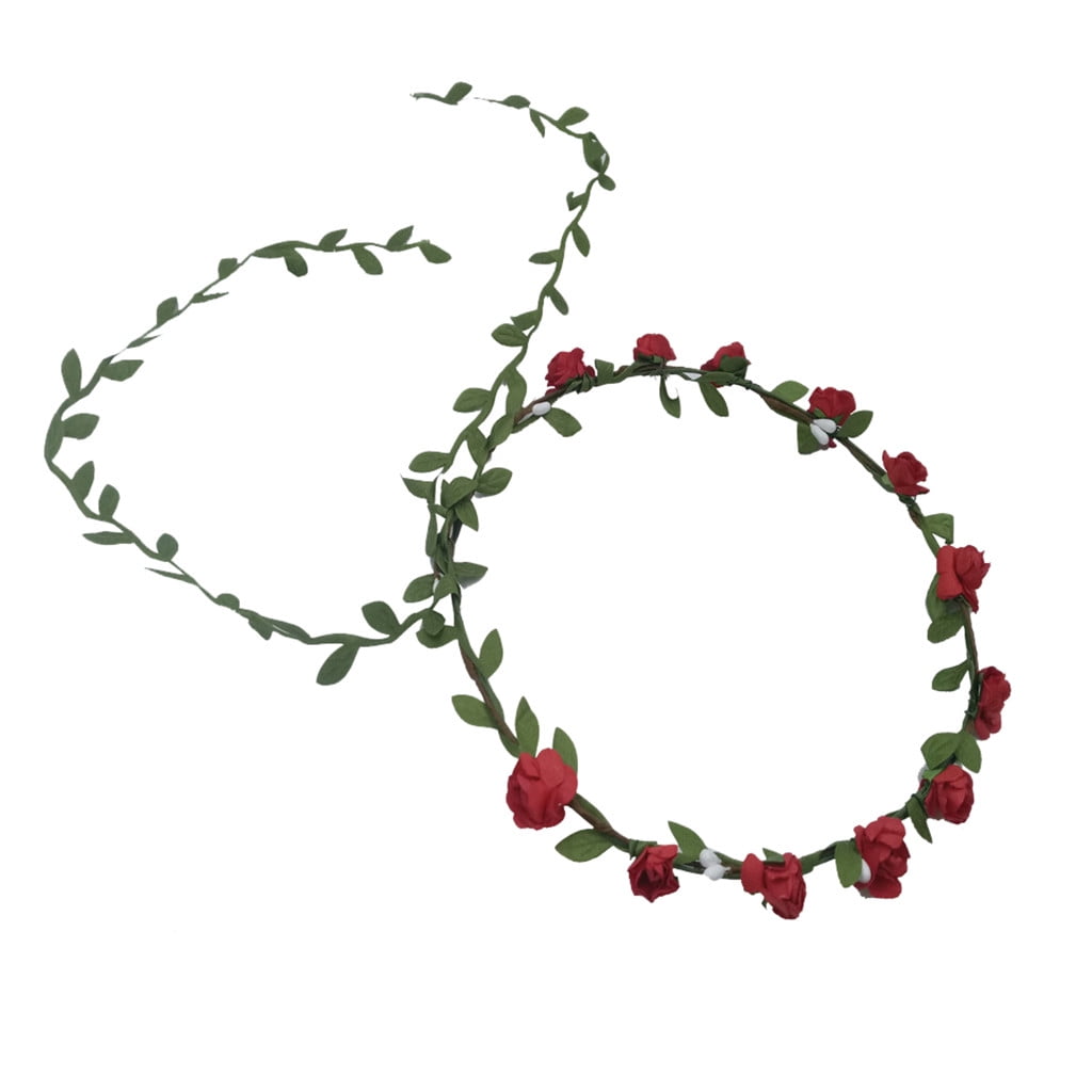 Qifumaer Rose Flower Wreath Hair Hoop Headband for Girls Headwear Hair Accessories and Daily Decoration
