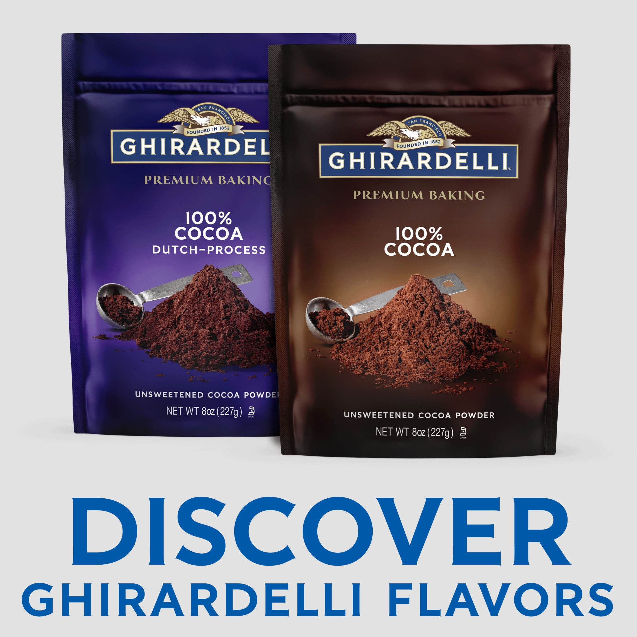 GHIRARDELLI Premium Baking Cocoa 100% Unsweetened Cocoa Powder, 8 oz Bag