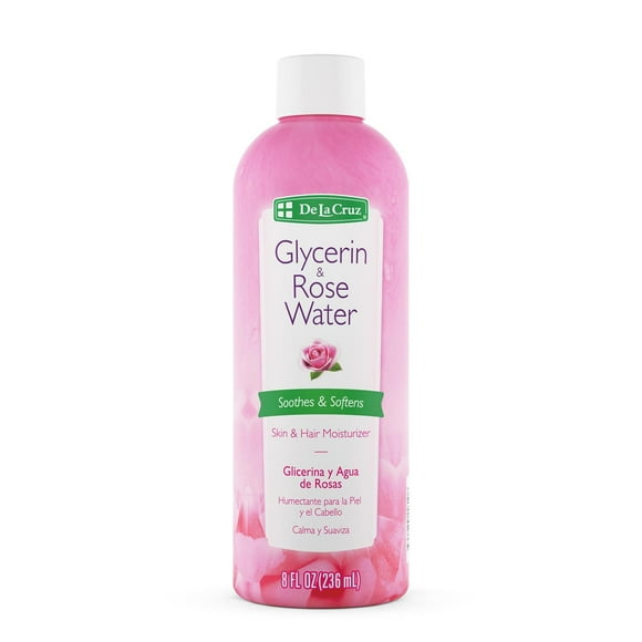 Agua de Rosa y Glicerina De La Cruz Hecha en USA Sin Parabenos ni Colores Artificiales