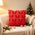 thumbnail image 5 of Yeciiwht Christmas Pillow Covers 18x18in，Knitted Bow Pillow Cases Decorative Throw Pillow Covers with Heart Accents for Home Christmas Decor 4 Colors, 5 of 7