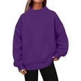 thumbnail image 3 of Women's Plus Size Casual Pullover, No Hood Crewneck Sweatshirt, Soft Long Sleeve Top, Loose Fit Comfort Wear, Oversized Everyday Blouse for Women Dark Purple S, 3 of 5