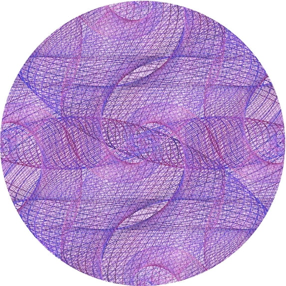 Ahgly Company Machine Washable Indoor Round Transitional Bright Lilac Purple Area Rugs, 7' Round