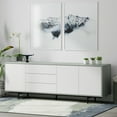 thumbnail image 2 of Atlas 78" x 28" Highboy Modern TV Stand Cabinet And Sideboard - Grey Frame, White Door/Drawers, Black Base, 2 of 8
