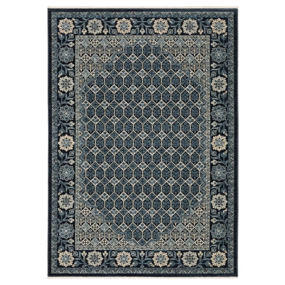 Woven Trends Aprilla Area Rug - CAP03 - 2' X 8' - in Blue - Vintage Inspired, Stain Resistant, Family and Pet Friendly, Low Pile, Entryway, and Hallway Area Rug