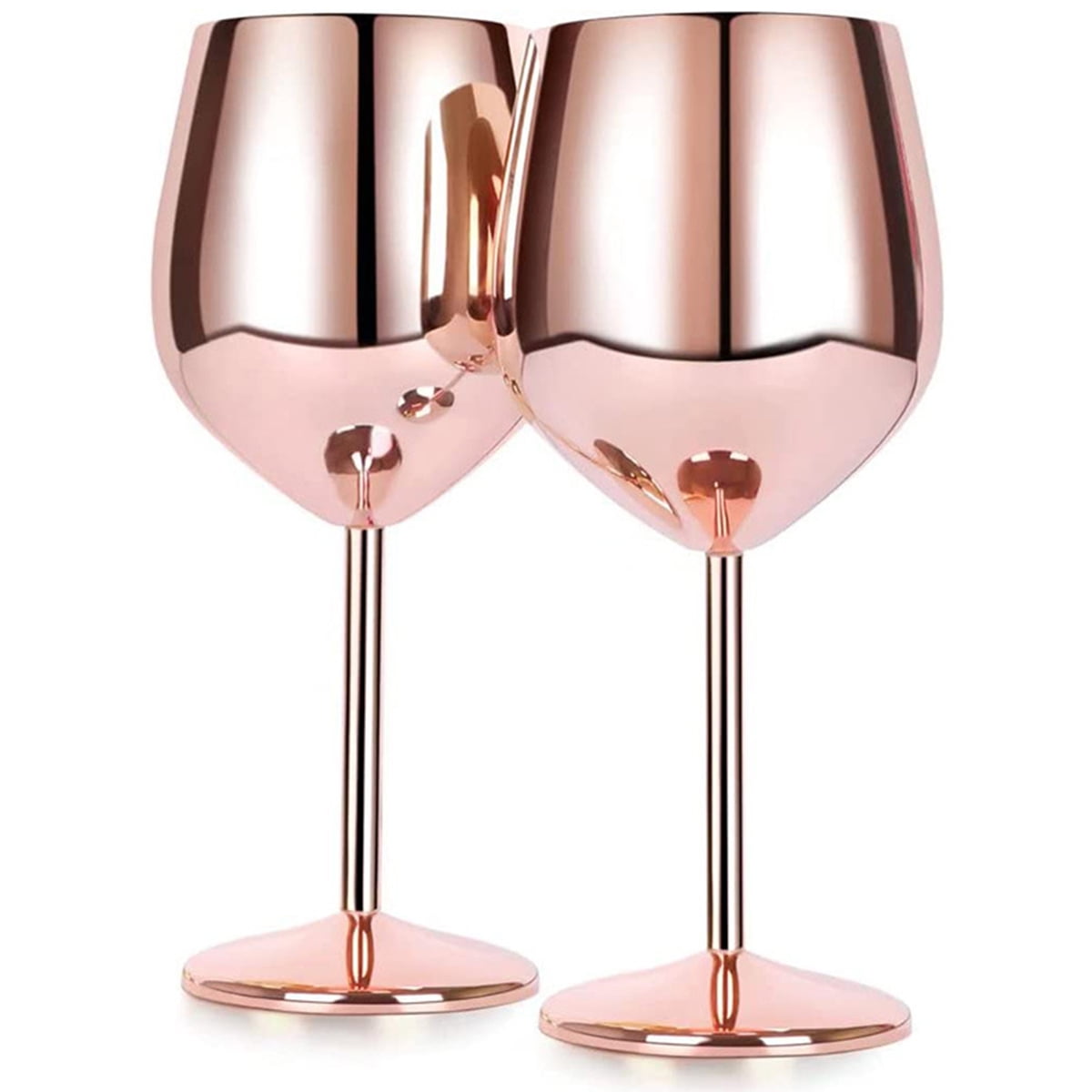 WOTOR Gold Wine Glasses Set of 2 with Wine Stopper, 18oz Unbreakable Gold Goblet, Stainless Steel Wine Glass, Fancy, Unique and Portable Metal Wine