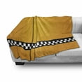 thumbnail image 3 of Yellow Soft Flannel Fleece Throw Blanket, Taxi Cab Car Line of Checkers Classical American Vehicle Print, Cozy Plush for Indoor and Outdoor Use, 50" x 60", Orange White and Black, by Ambesonne, 3 of 6
