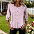 thumbnail image 7 of Holzkary 3/4 Sleeve Shirts for Women Soft Comfy Blouse Relaxed Fit Basic Tee Crew Neck Blouses Elbow Sleeve Going Out Tops Boho Shirts Retro Embroidered Boho Tops Summer Gauze Shirts Mexican Shirts, 7 of 7