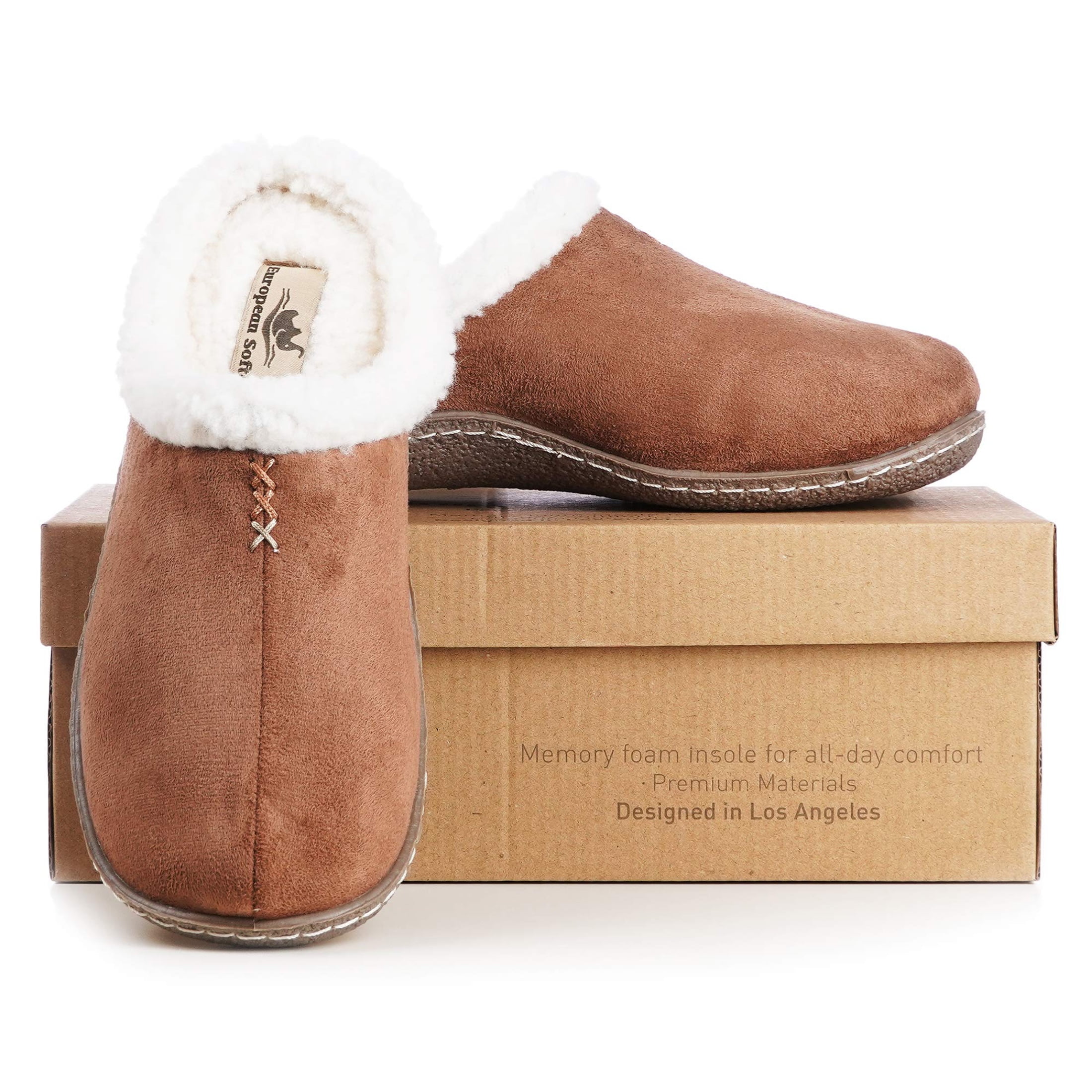 EUROPEAN SOFTEST Women's 80D Memory Foam Slippers, Micro Suede Nakiska