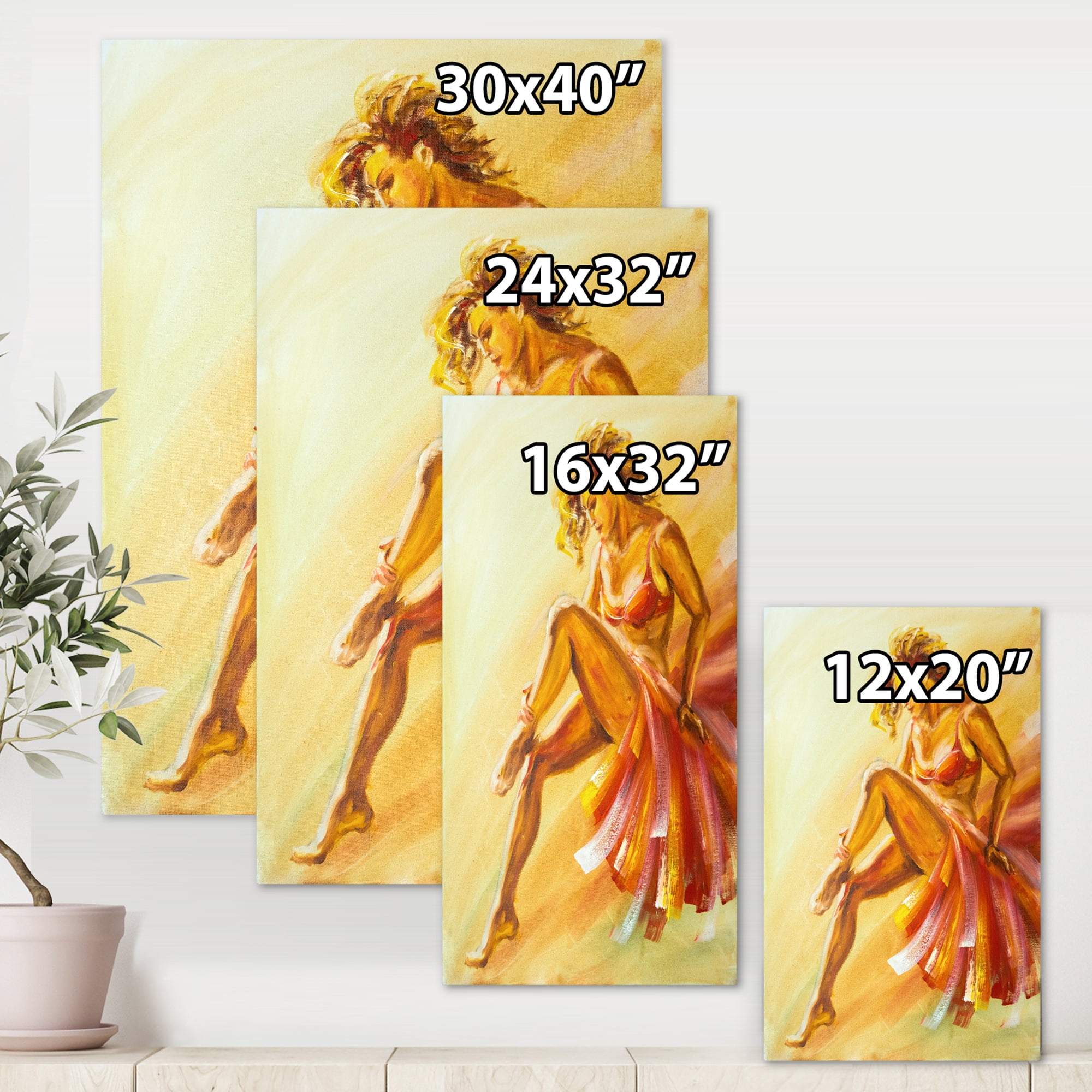 Designart ' Warm Coloured Flamenco Woman Dancer ' Modern Canvas Wall Art Print