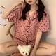 thumbnail image 5 of Pijama de verano de manga corta para mujer, suelto y lindo para niña, el cárdigan Love se puede usar al aire libre, conjunto de dos piezas de verano, 5 of 6