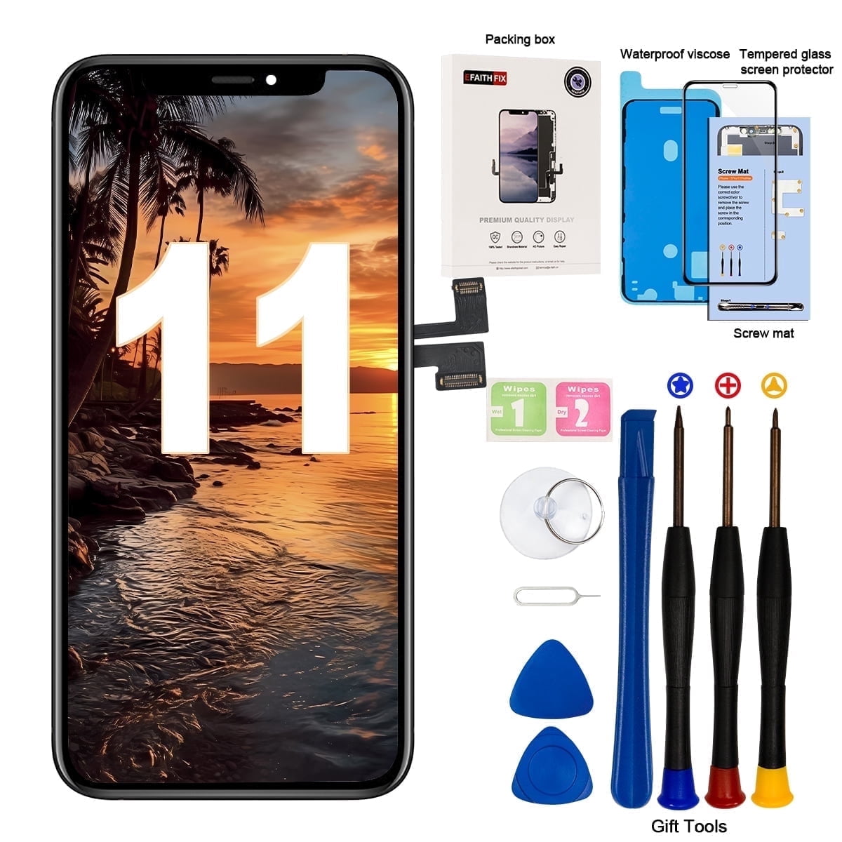 LRSE For iPhone 11 Screen Replacement LCD 6.1 inch, 3D Touch Screen Digitizer with Full Set of Repair Tools, Waterproof Adhesive Tempered Glass