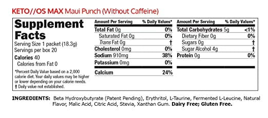 KETO//OS MAX Maui Punch No Caffeine (20 Sachets) Energy Boost, Promotes Weight Loss and Burn Fats through Ketosis