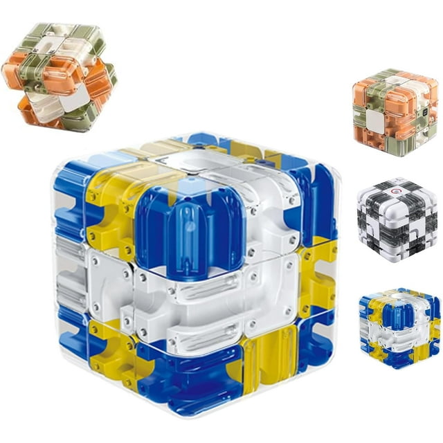 Large Labyrinth 3D Puzzles Maze Cube with Rolling Ball, Challenging Brain Teaser Puzzles for Adults & Kids, High-Difficulty Cube Logic Game for Spatial Awareness Focus Training Stress Relief (Blue)