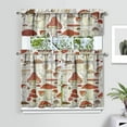 thumbnail image 2 of Kitchen Curtains 36 Inch Short - 3 Panel Set, Rod Pocket Window Curtain with Boho Vintage Mushroom Print, 100% Polyester for Farmhouse, Cafe, Kitchen, Bedroom, Easy Wash, 2 of 6