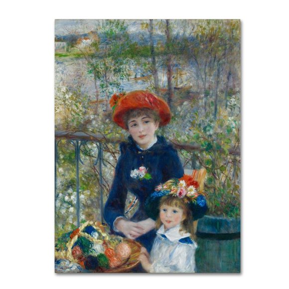 Two Sisters On The Terrace 2 by Renoir, 14x19-Inch Canvas Wall Art