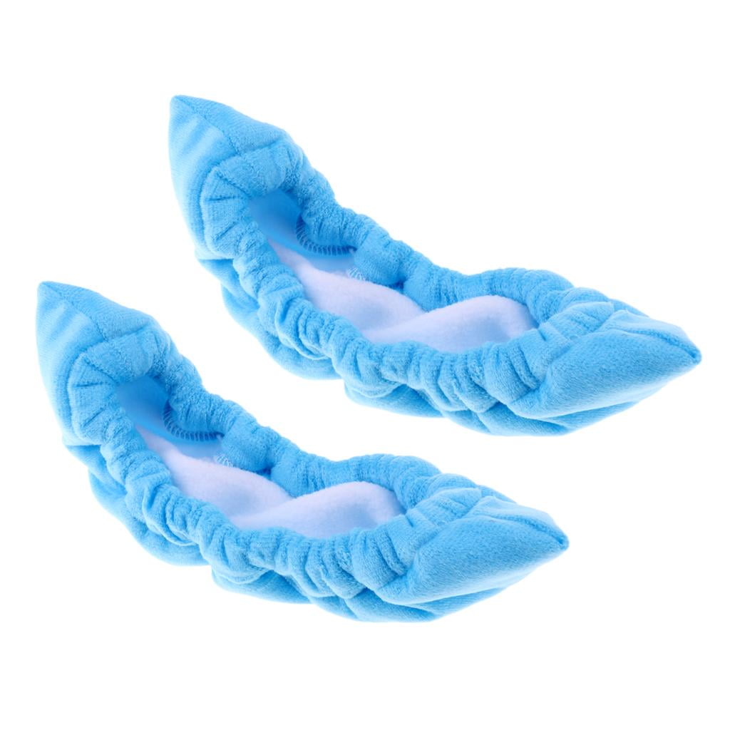 1 Pair Terry Cloth Ice Hockey Figure Skate Blade Guards Protector Cover Blue