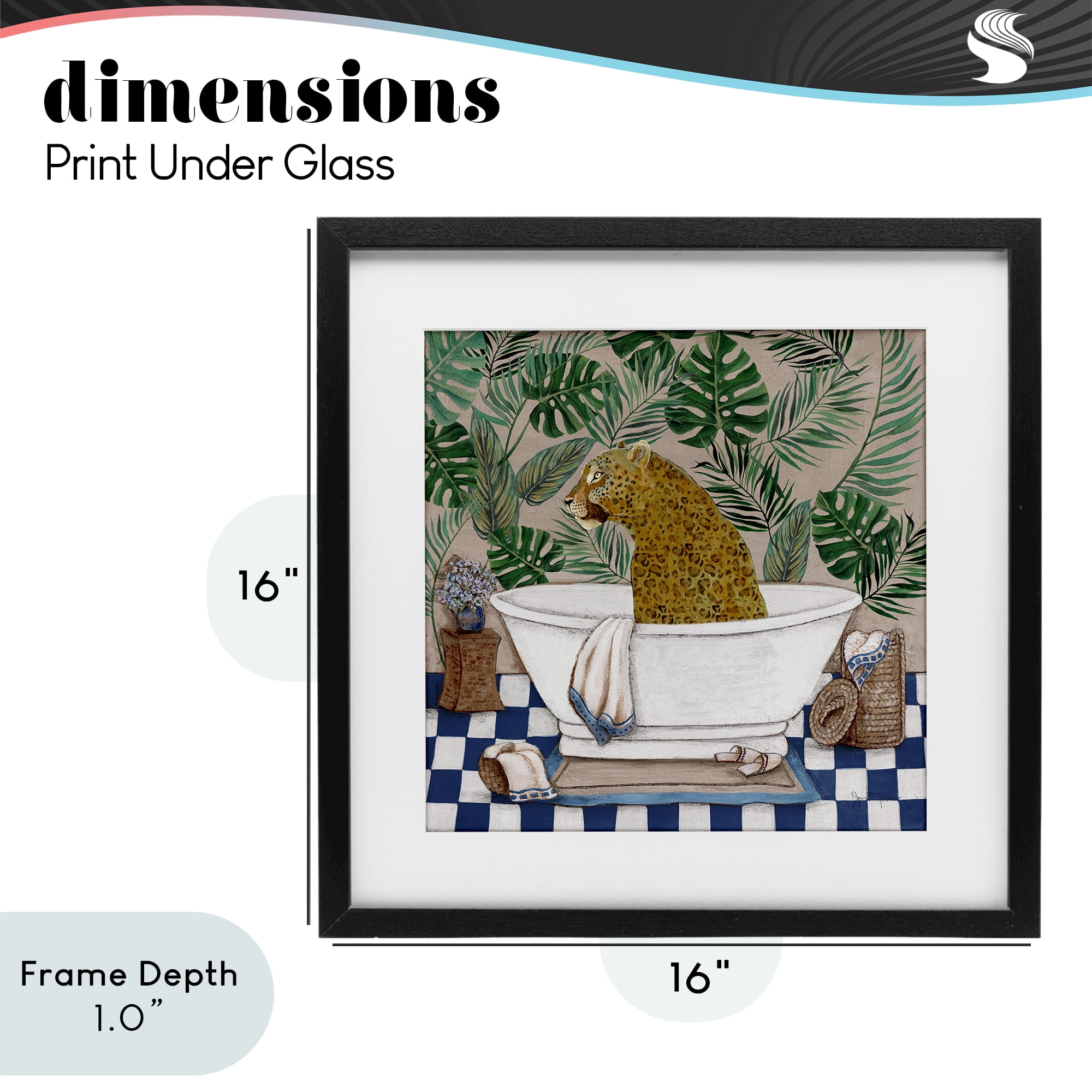 Stupell Industries Leopard in Tropical Bathtub Black Framed Print Under Glass, design by Janet Tava