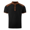 thumbnail image 4 of Mens Waffle Casual T Shirts Trendy Color Block Tee Vintage Patchwork Tshirt Classic Collar Clothing Summer Men, 3XL, 4 of 5