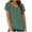 Green, variant on USSUMA Summer Tops for Women 2025 Fashion Women's Casual Solid V-Neck Pocket Fold Top Blouse T-Shirt Trendy Summer Saving Orange Polyester+Spandex S