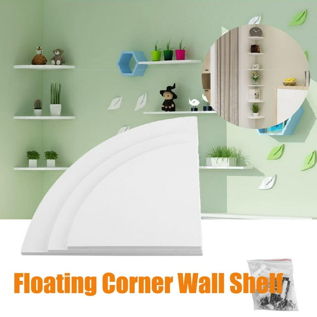 HURRISE 3Pcs Floating Corner Shelf Wall-Mounted Storage Rack Bookshelves Home Furniture Office Decor, Floating Corner Shelf, Home Wall Shelf