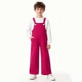 thumbnail image 5 of SGFCWSX Girls Wide-Leg Suspender Pants, Kids School Pants Casual Button Daily Overalls Hot Pink Size 11-12 Years, 5 of 9